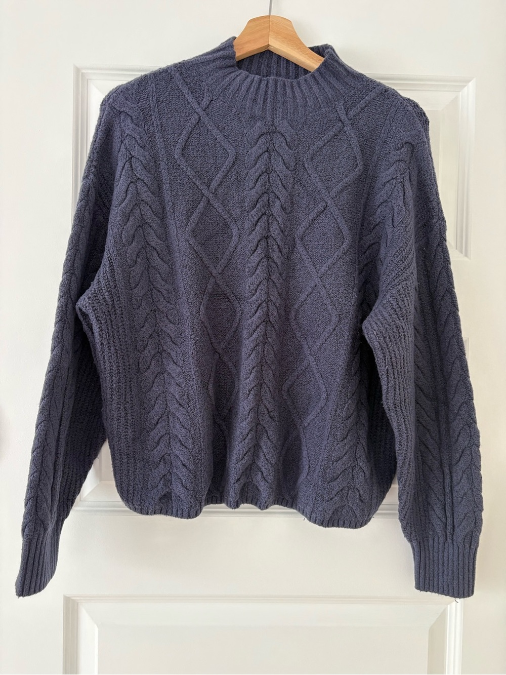Old Navy Cable Knit Turtleneck Sweater - Blue Gray